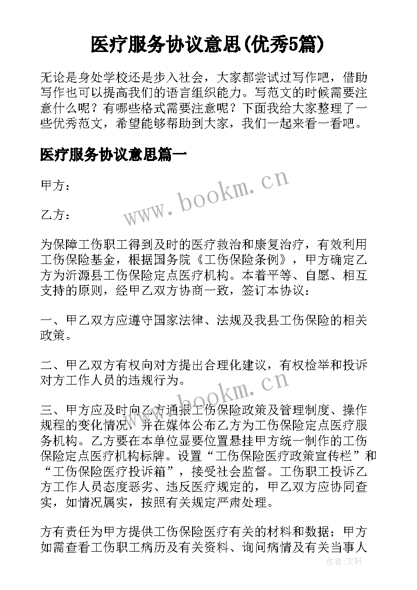 医疗服务协议意思(优秀5篇)