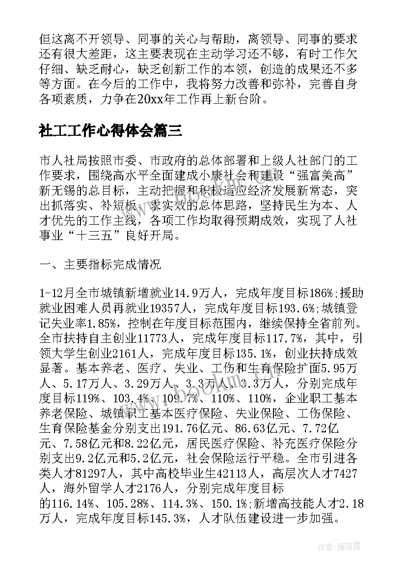 2023年社工工作心得体会(优质5篇)