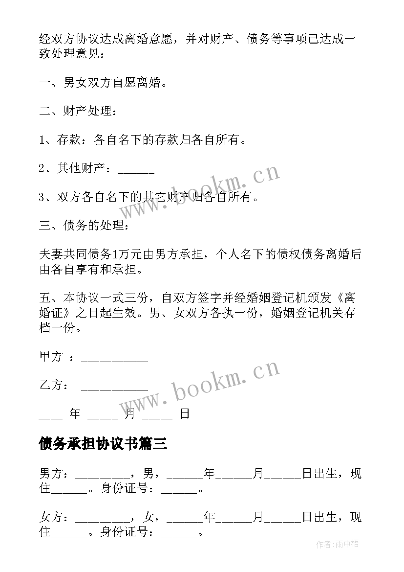 2023年债务承担协议书(大全5篇)