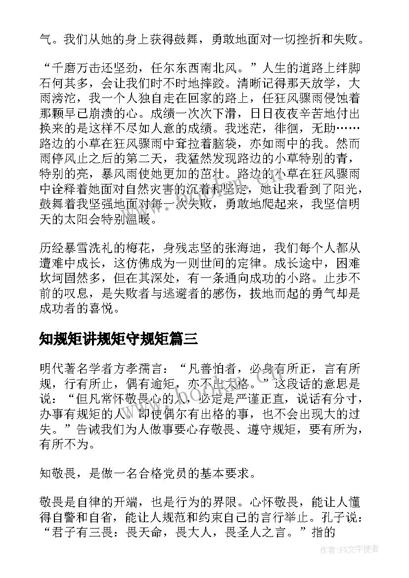 知规矩讲规矩守规矩 学习讲政治守规矩敢担当有作为演讲稿(优质5篇)