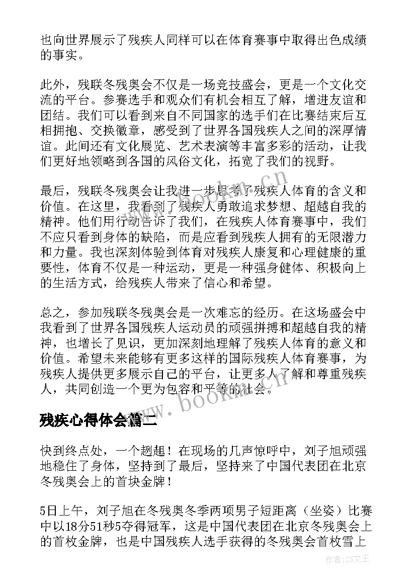 2023年残疾心得体会(精选5篇)