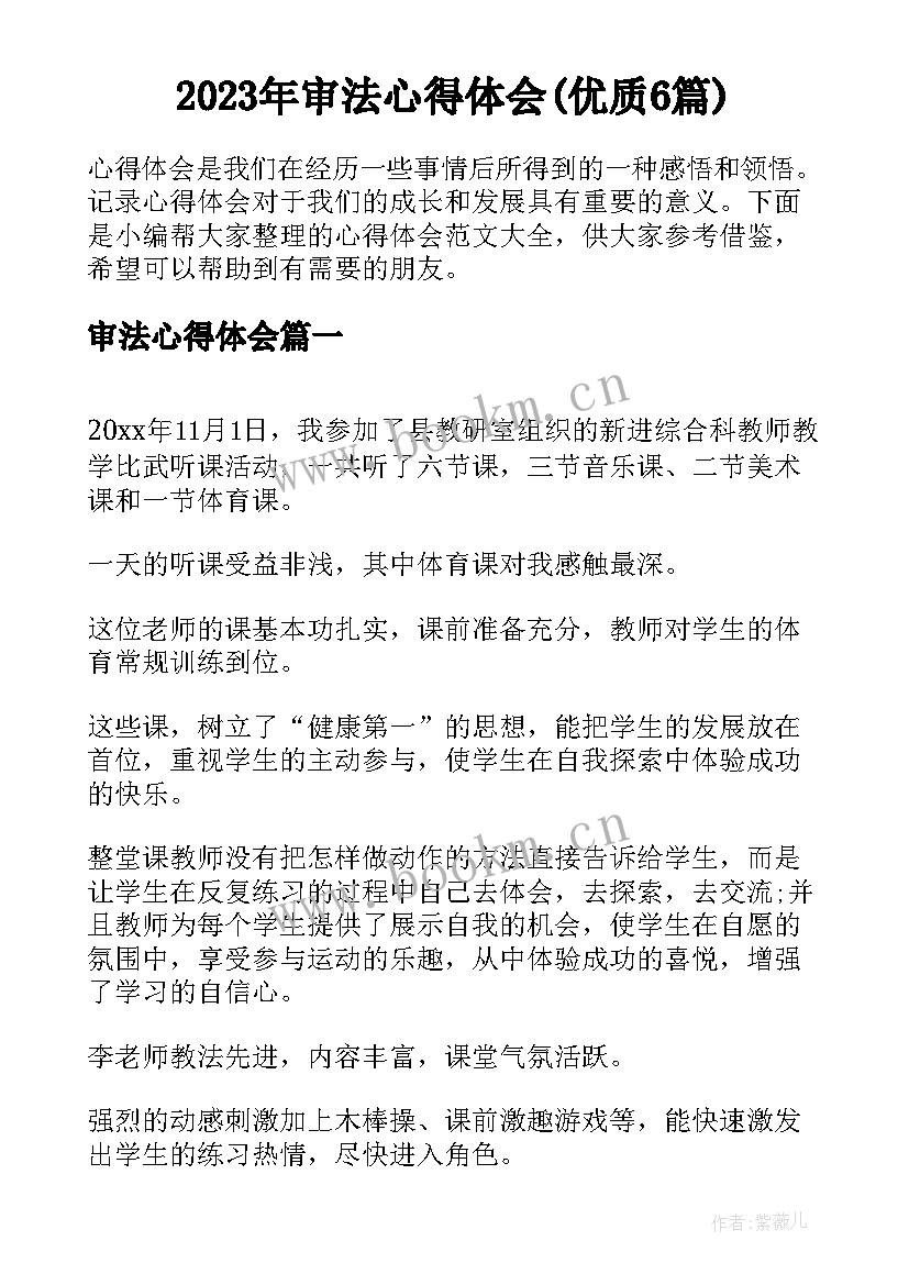 2023年审法心得体会(优质6篇)