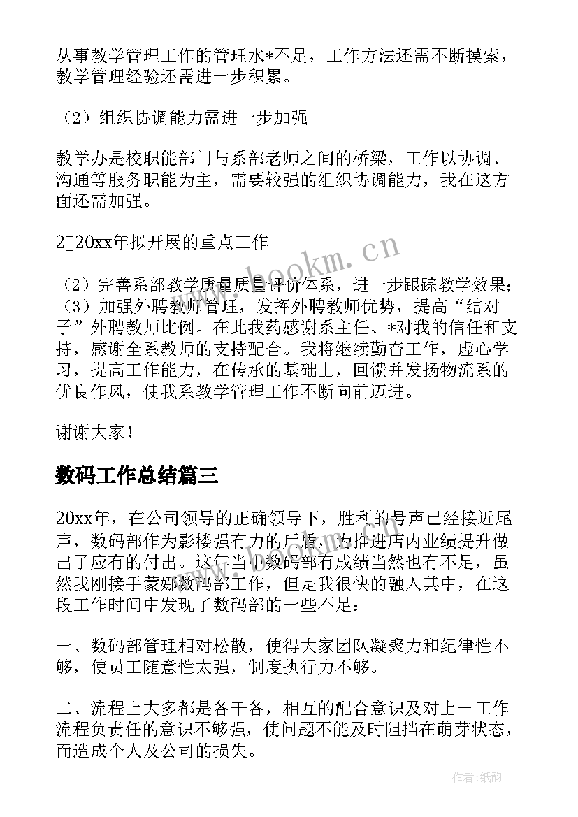 2023年数码工作总结(优质8篇)