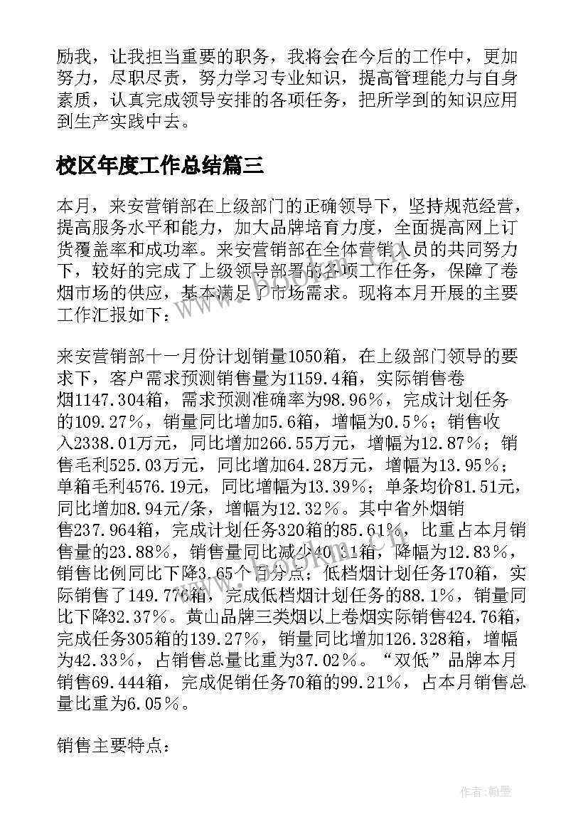 2023年校区年度工作总结(实用6篇)