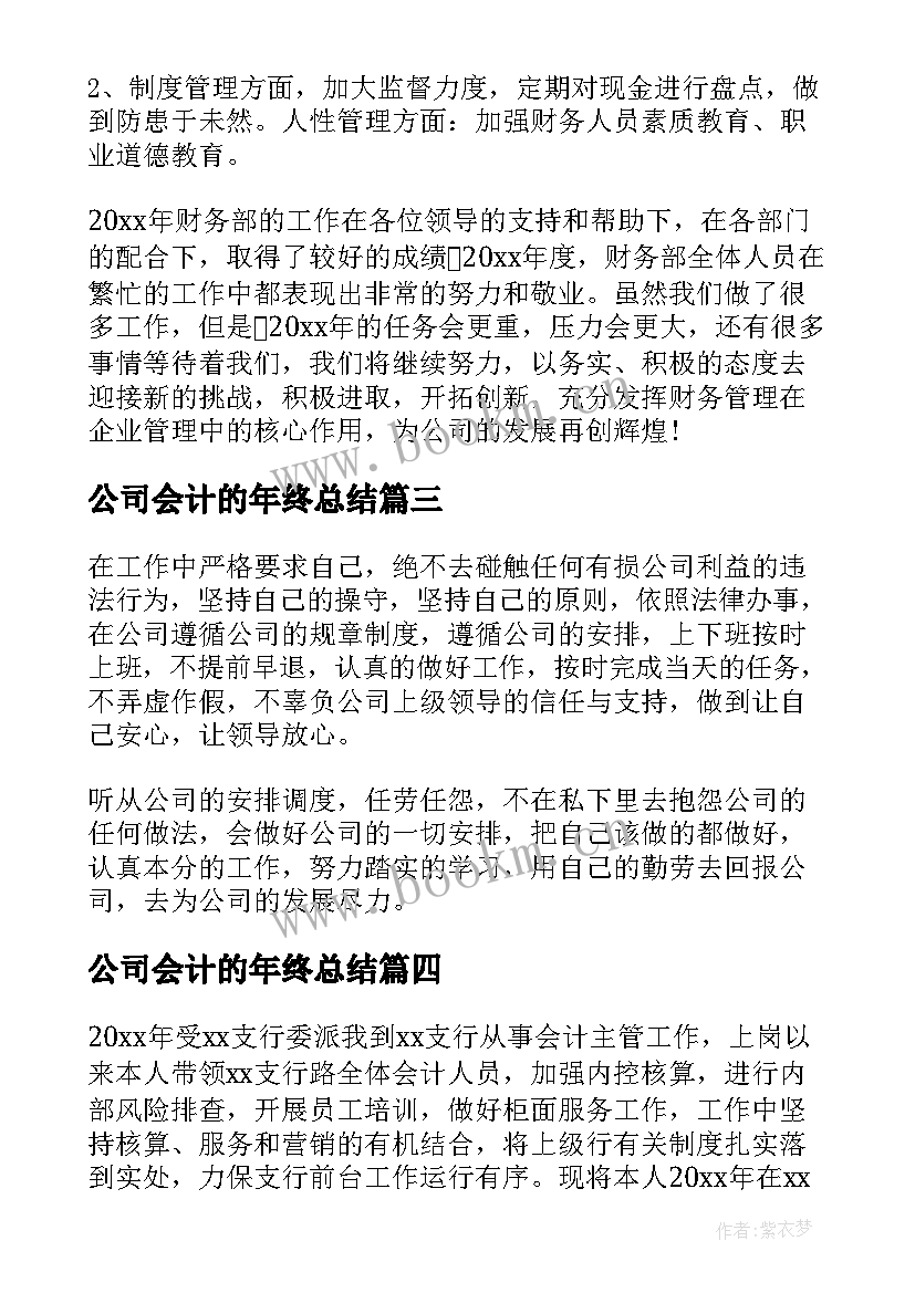 最新公司会计的年终总结(通用5篇)