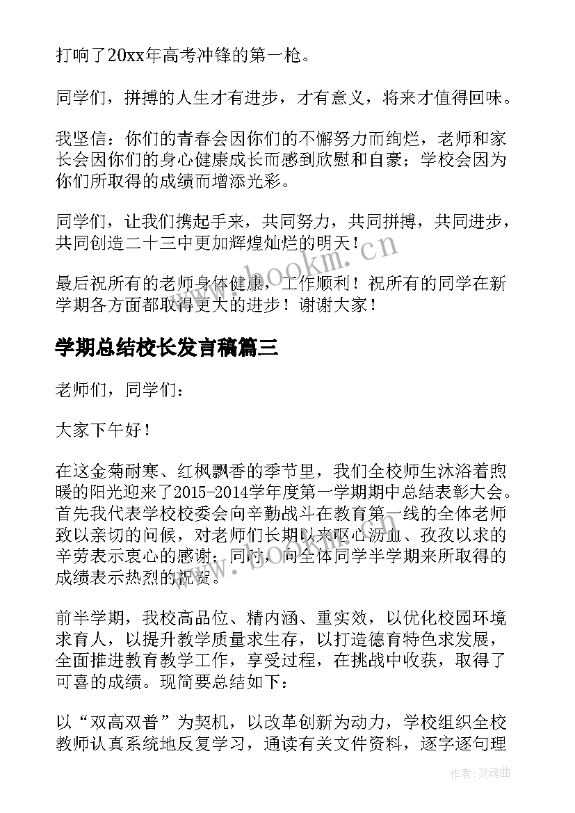 学期总结校长发言稿(精选5篇)