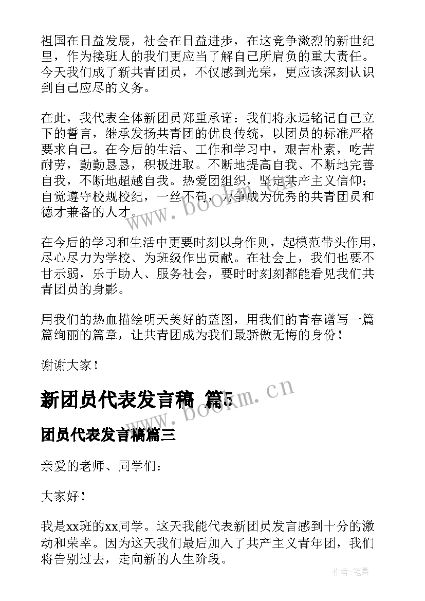 最新团员代表发言稿(汇总9篇)