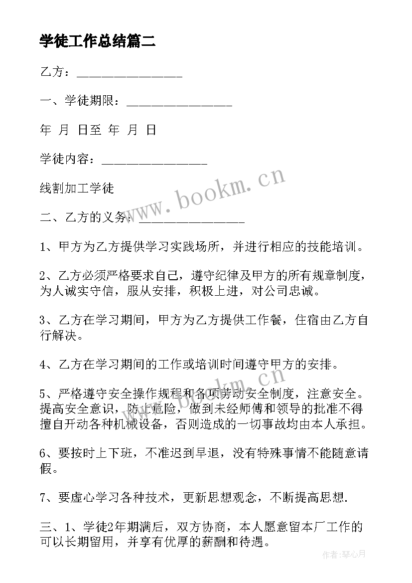 最新学徒工作总结(优质9篇)