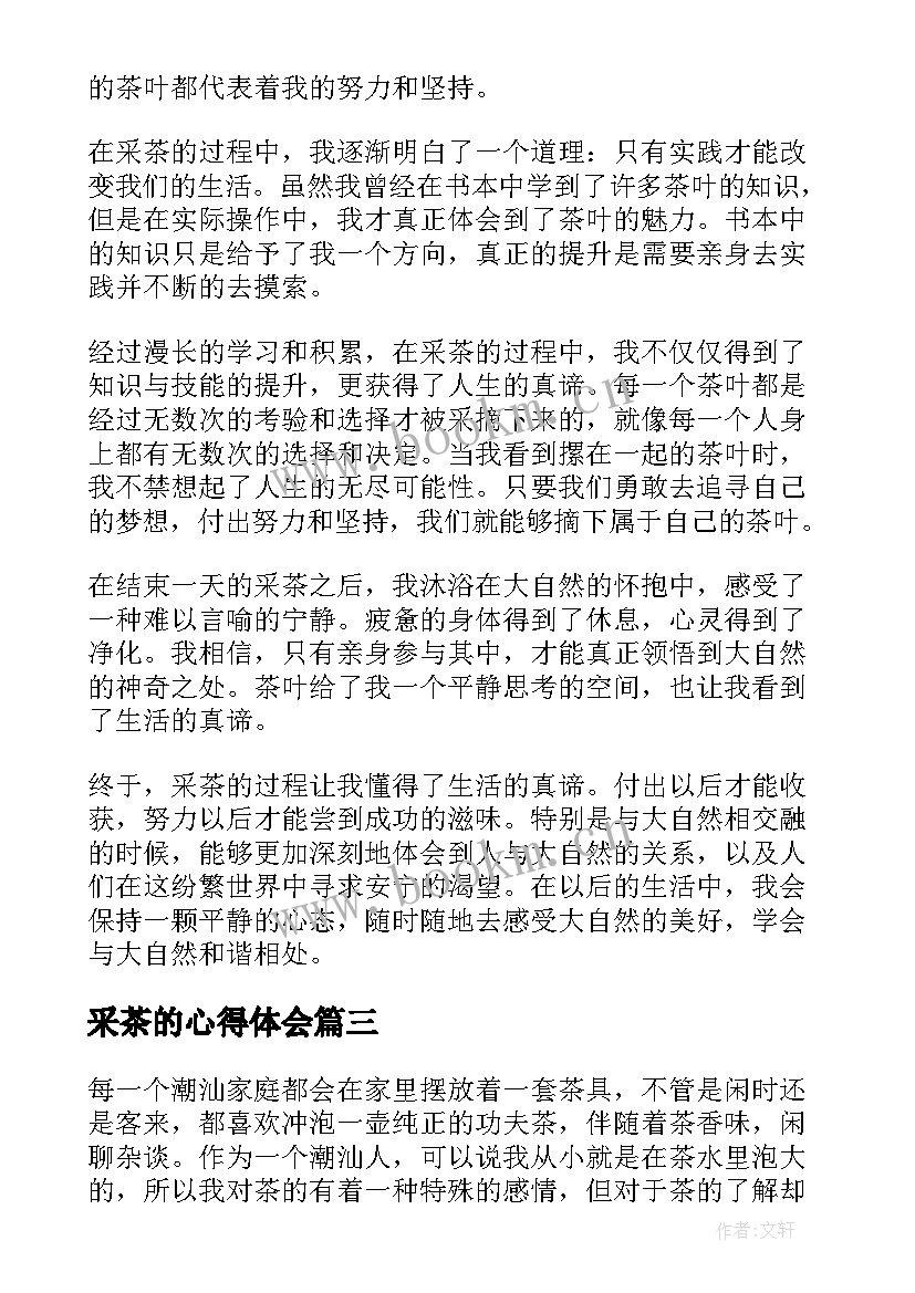 最新采茶的心得体会 采茶叶的心得体会(精选5篇)