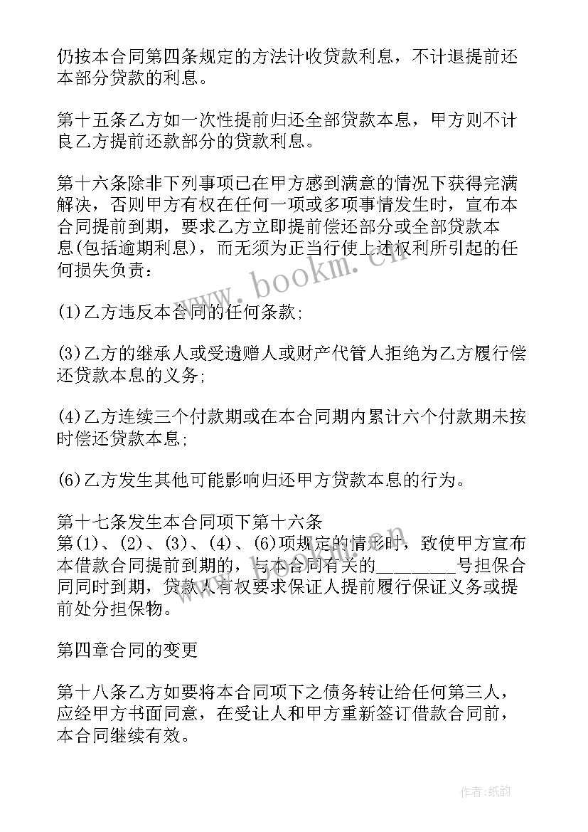 最新个人信用借款合同(优秀5篇)