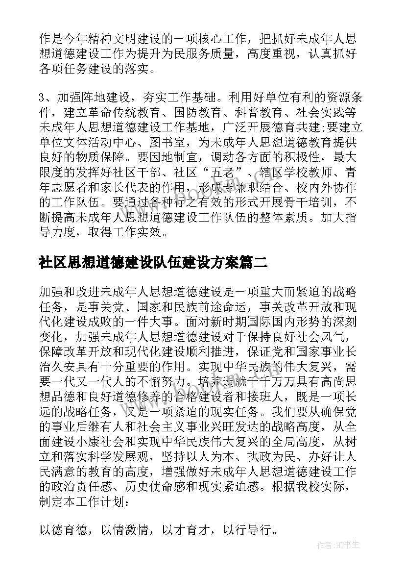 2023年社区思想道德建设队伍建设方案(实用5篇)