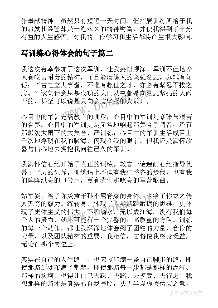 最新写训练心得体会的句子(模板5篇)