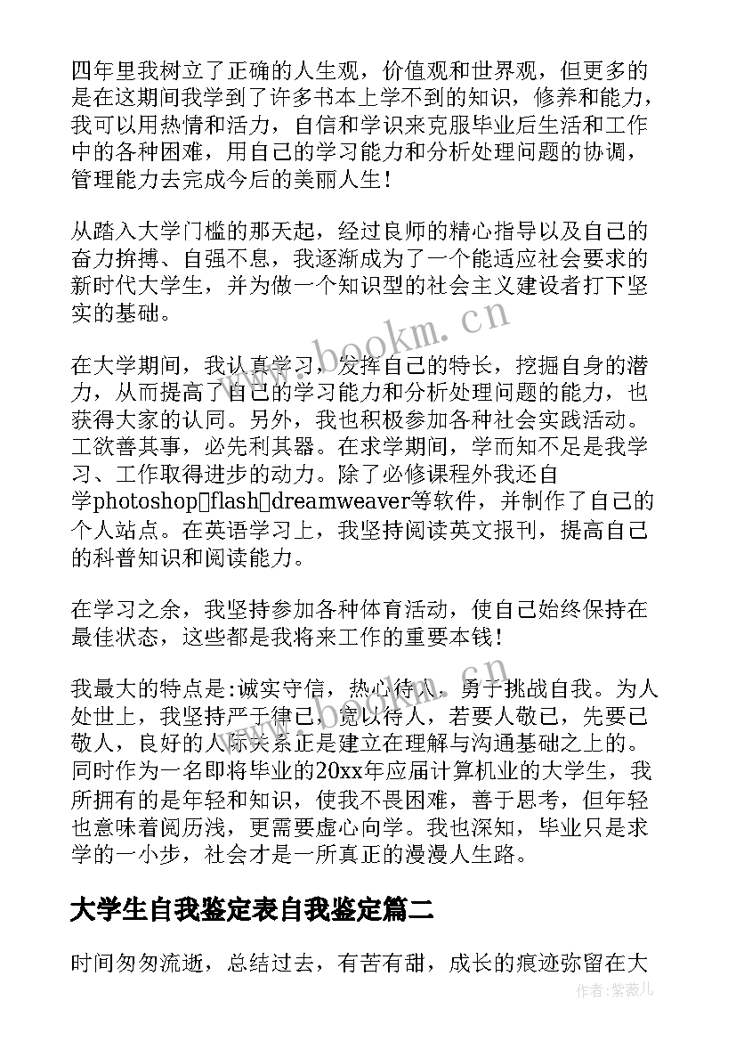 最新大学生自我鉴定表自我鉴定(汇总5篇)