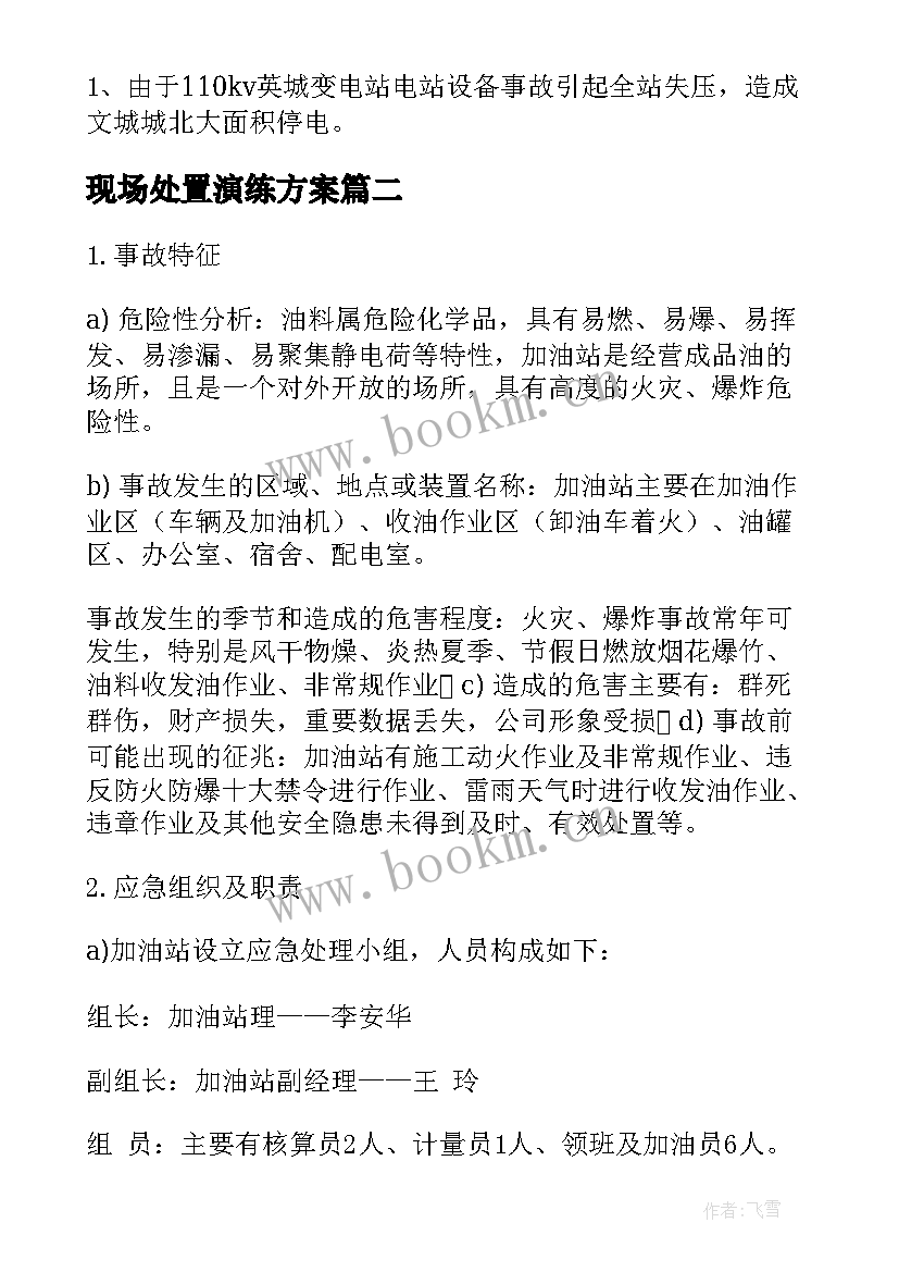 2023年现场处置演练方案(汇总5篇)