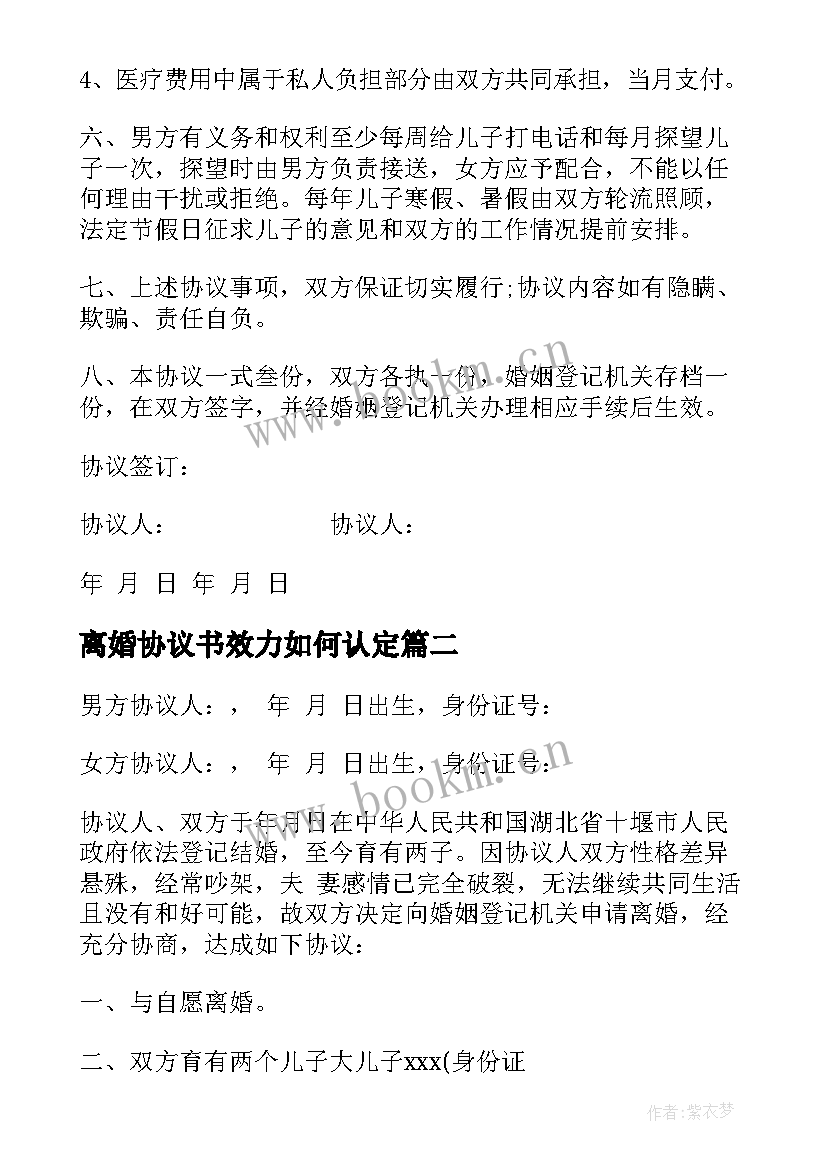 最新离婚协议书效力如何认定(优质5篇)