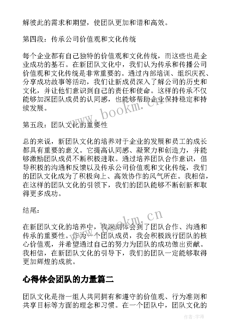 心得体会团队的力量(实用5篇)