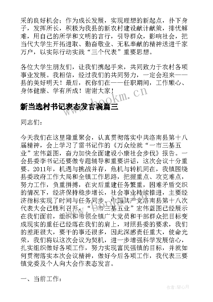 最新新当选村书记表态发言稿 书记当选表态发言稿(模板6篇)