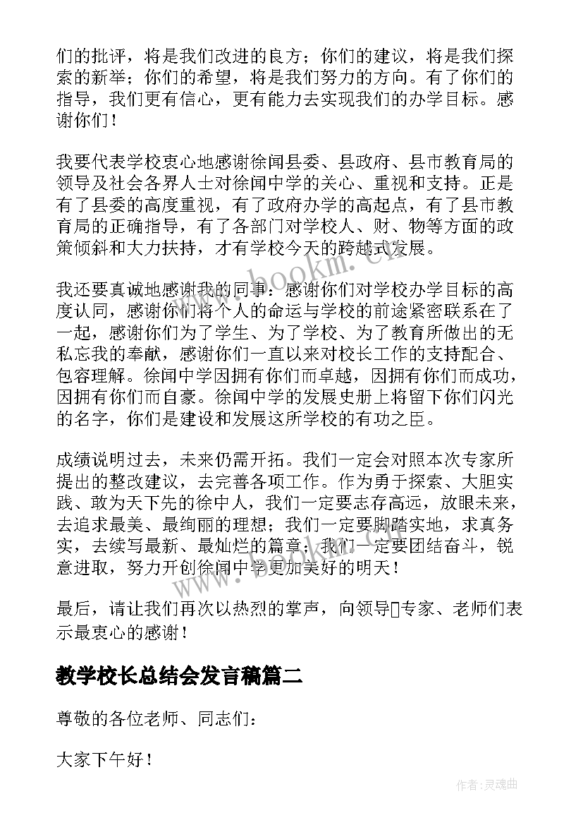 2023年教学校长总结会发言稿(精选5篇)