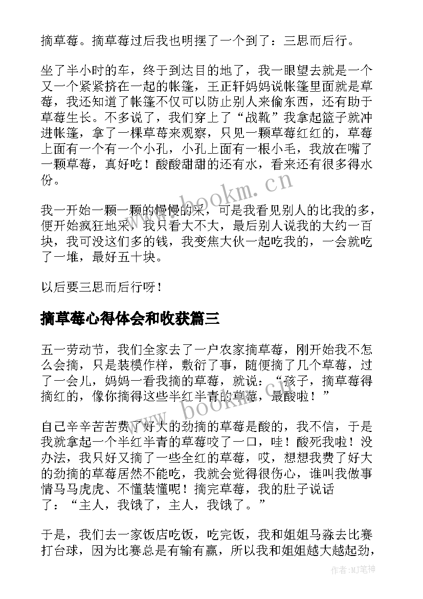 摘草莓心得体会和收获(大全5篇)