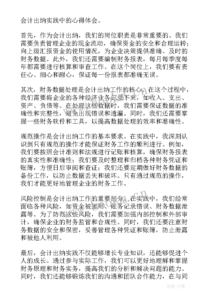 2023年出纳的心得体会 会计出纳实践心得体会(通用5篇)