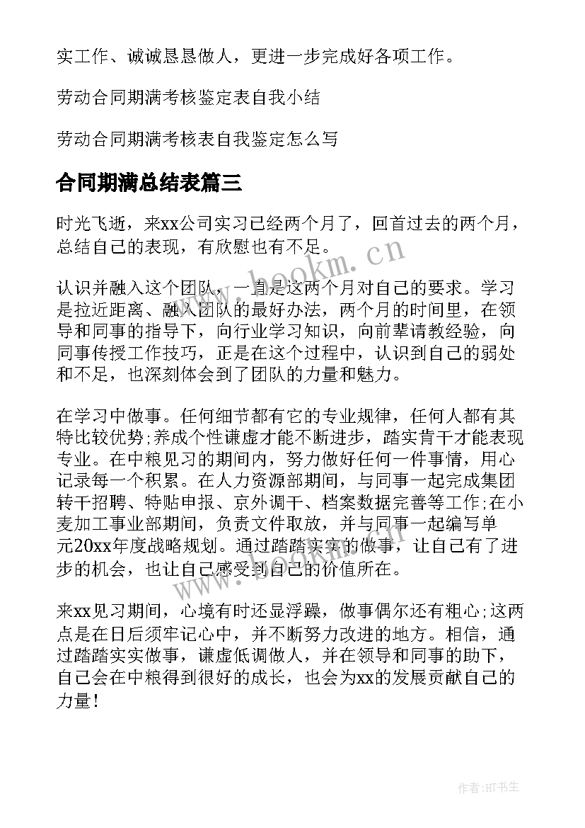 2023年合同期满总结表(大全5篇)