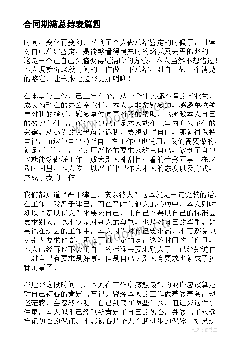 2023年合同期满总结表(大全5篇)