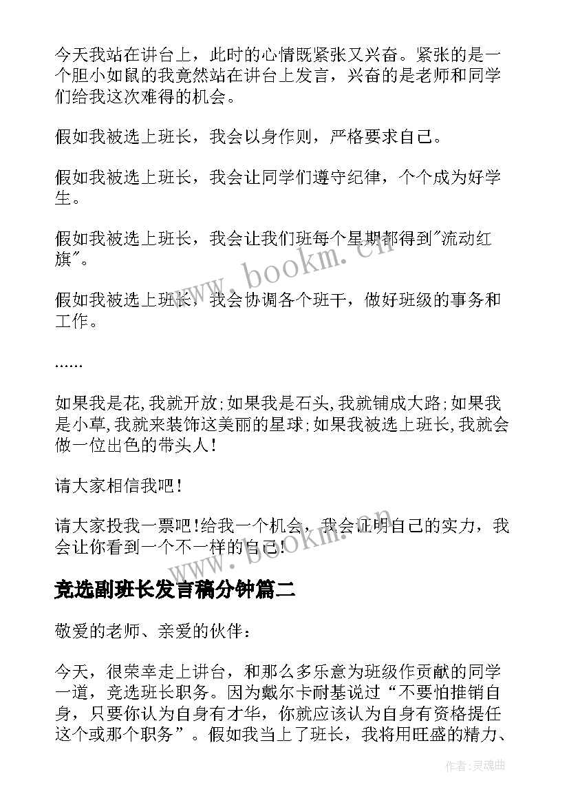 最新竞选副班长发言稿分钟 竞选班长发言稿(实用10篇)