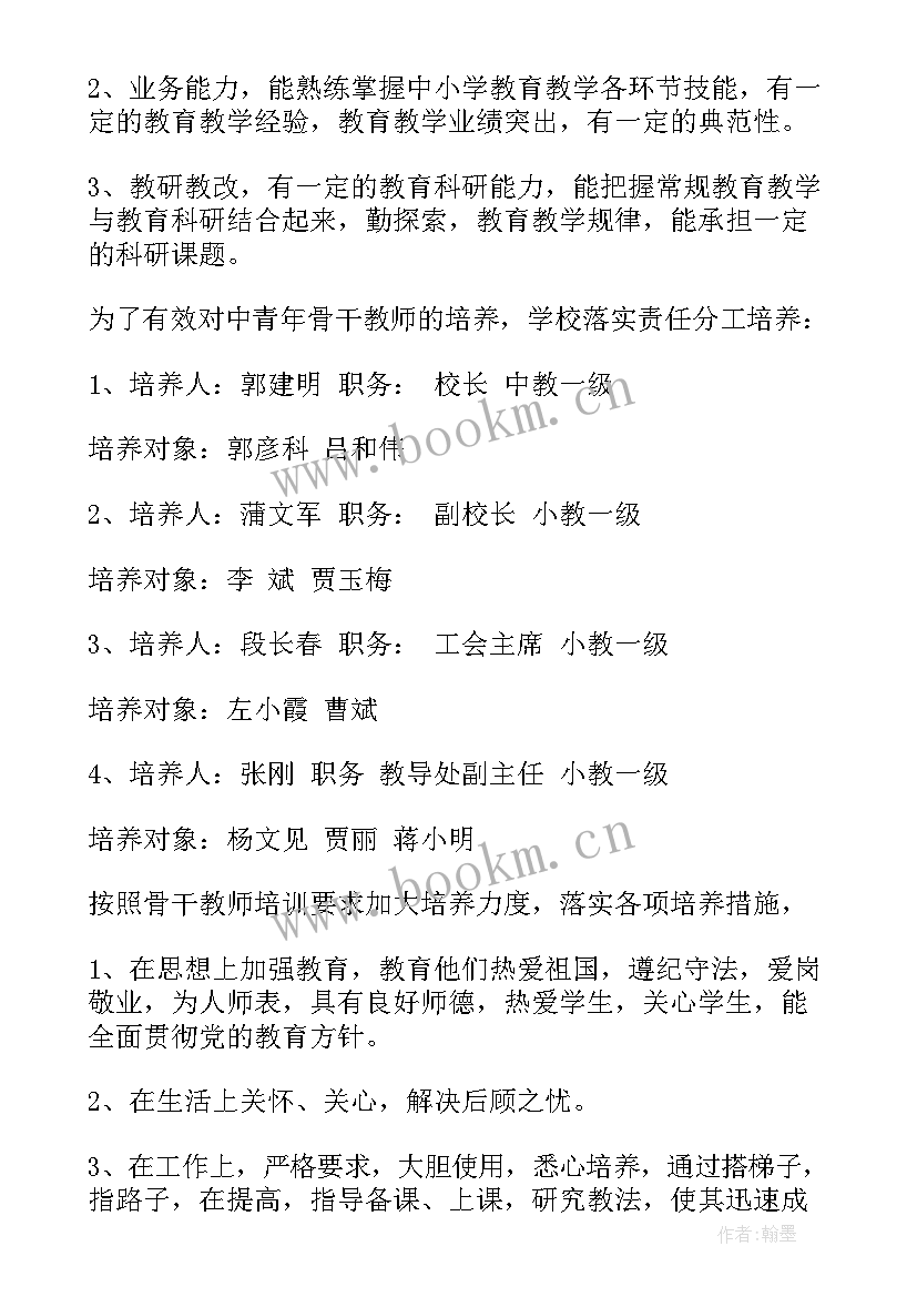 2023年学校骨干教师培养工作计划(通用10篇)