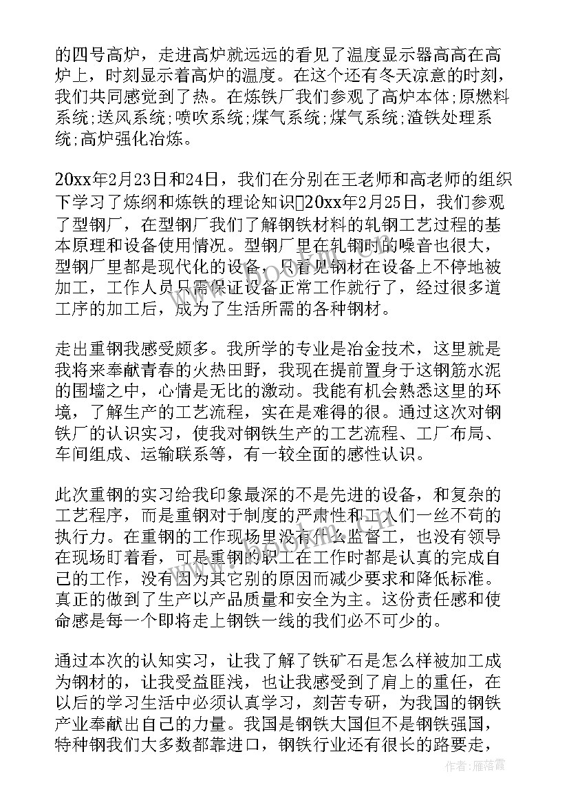 最新钢铁行业心得体会(通用5篇)