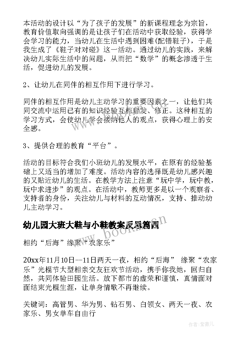 最新幼儿园大班大鞋与小鞋教案反思(优质5篇)