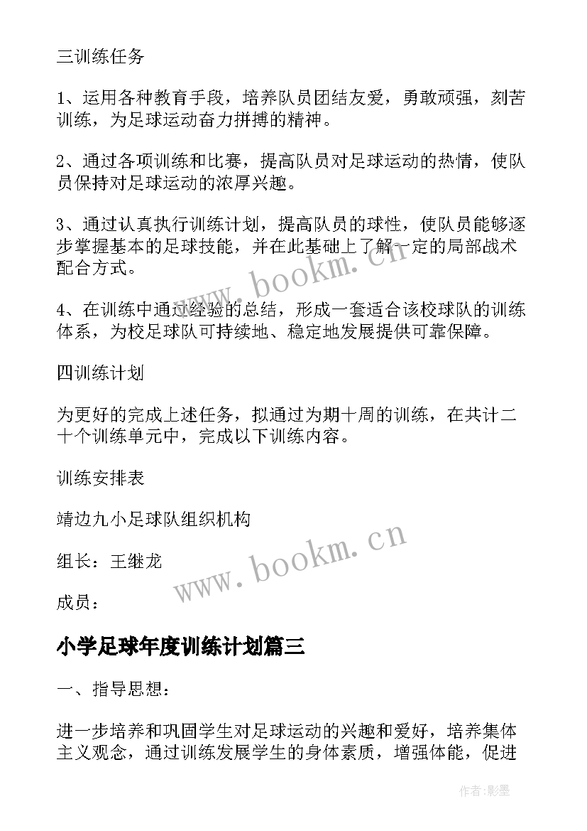 小学足球年度训练计划(优质5篇)