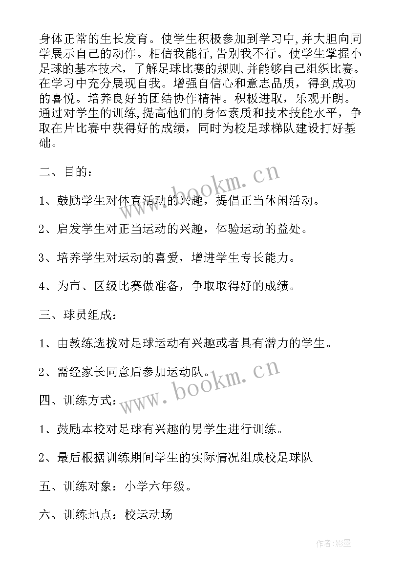 小学足球年度训练计划(优质5篇)