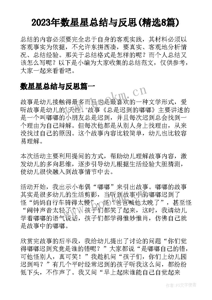 2023年数星星总结与反思(精选8篇)