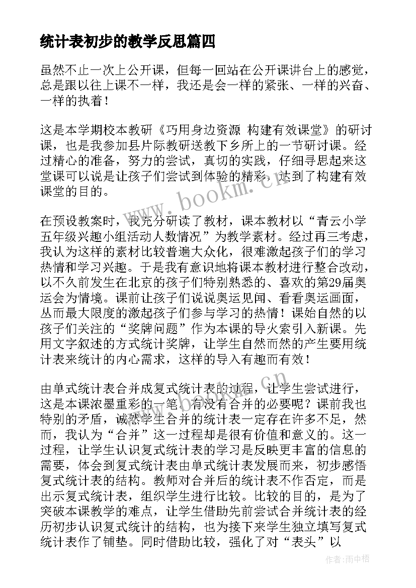 最新统计表初步的教学反思 复式统计表教学反思(模板8篇)