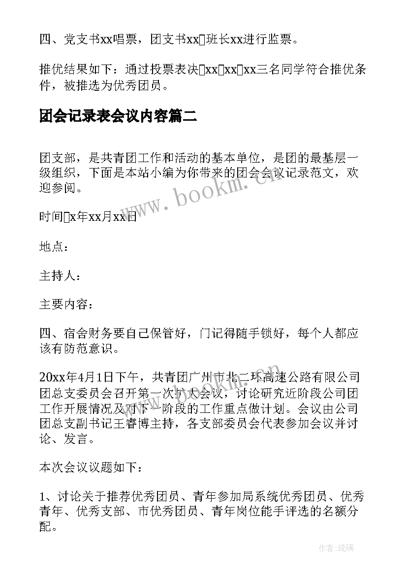 最新团会记录表会议内容 班团会议记录(通用5篇)