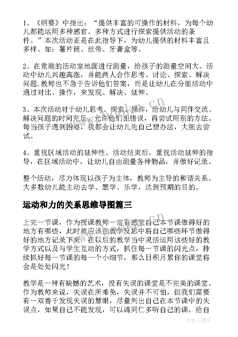 最新运动和力的关系思维导图 运动会教学反思(优质6篇)