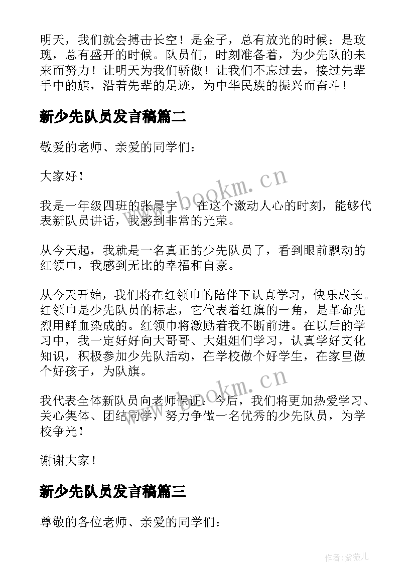 新少先队员发言稿 老少先队员发言稿(实用6篇)