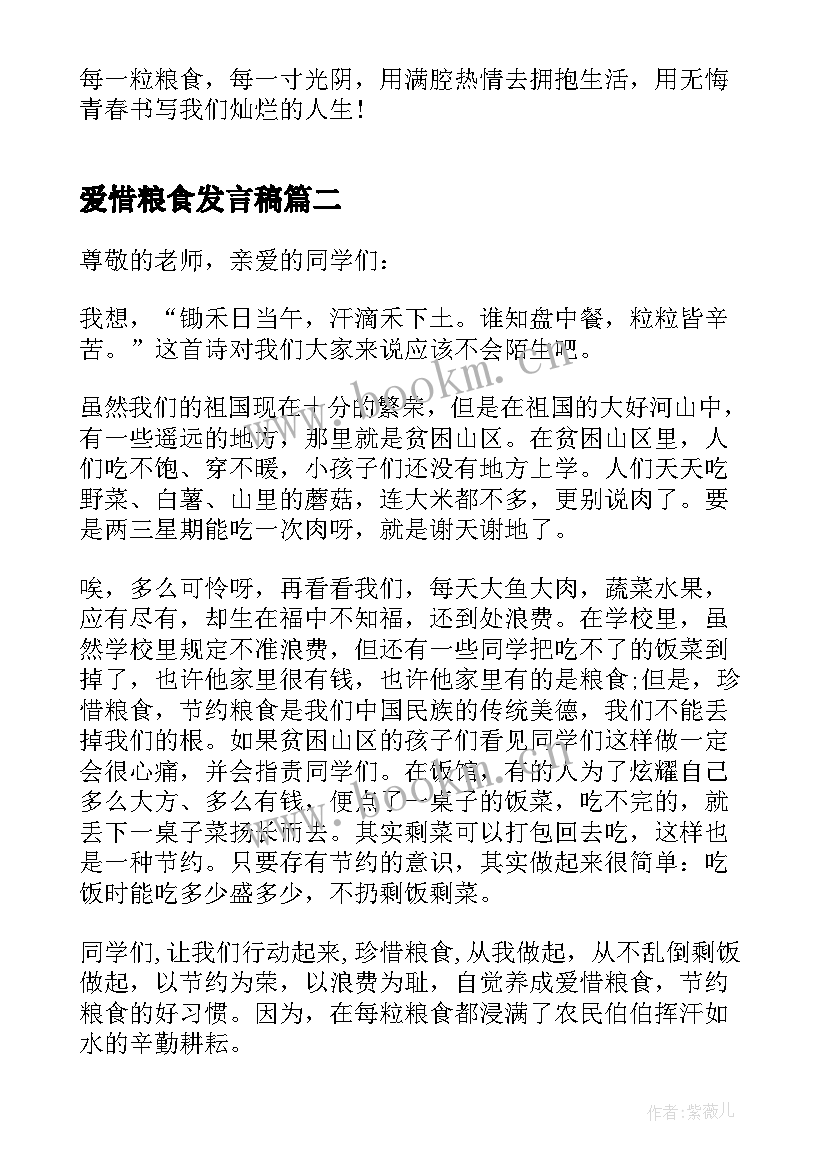 2023年爱惜粮食发言稿(实用5篇)