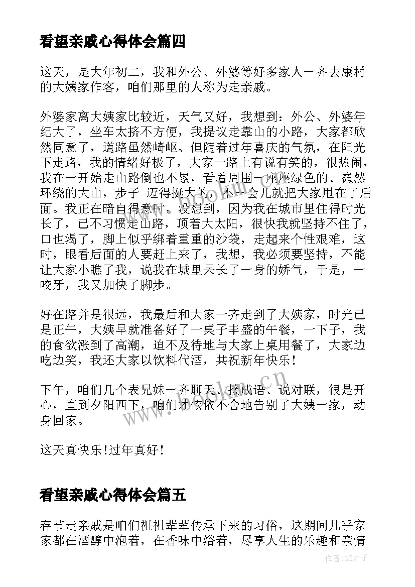 2023年看望亲戚心得体会(大全5篇)