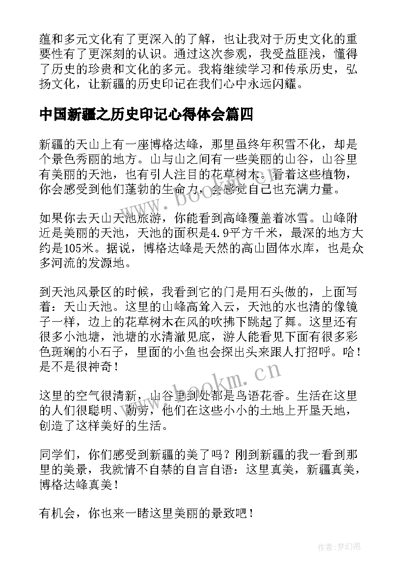 中国新疆之历史印记心得体会(通用6篇)