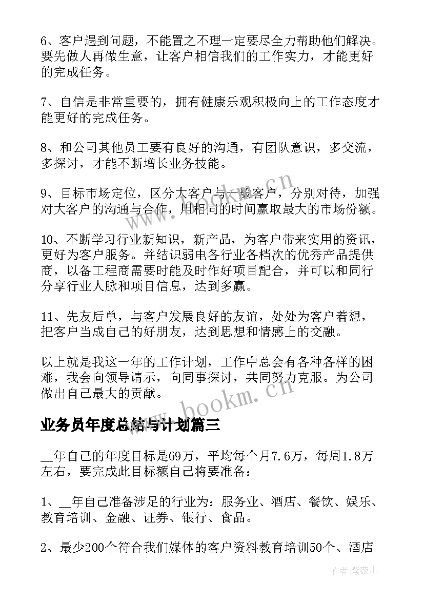 2023年业务员年度总结与计划(大全5篇)