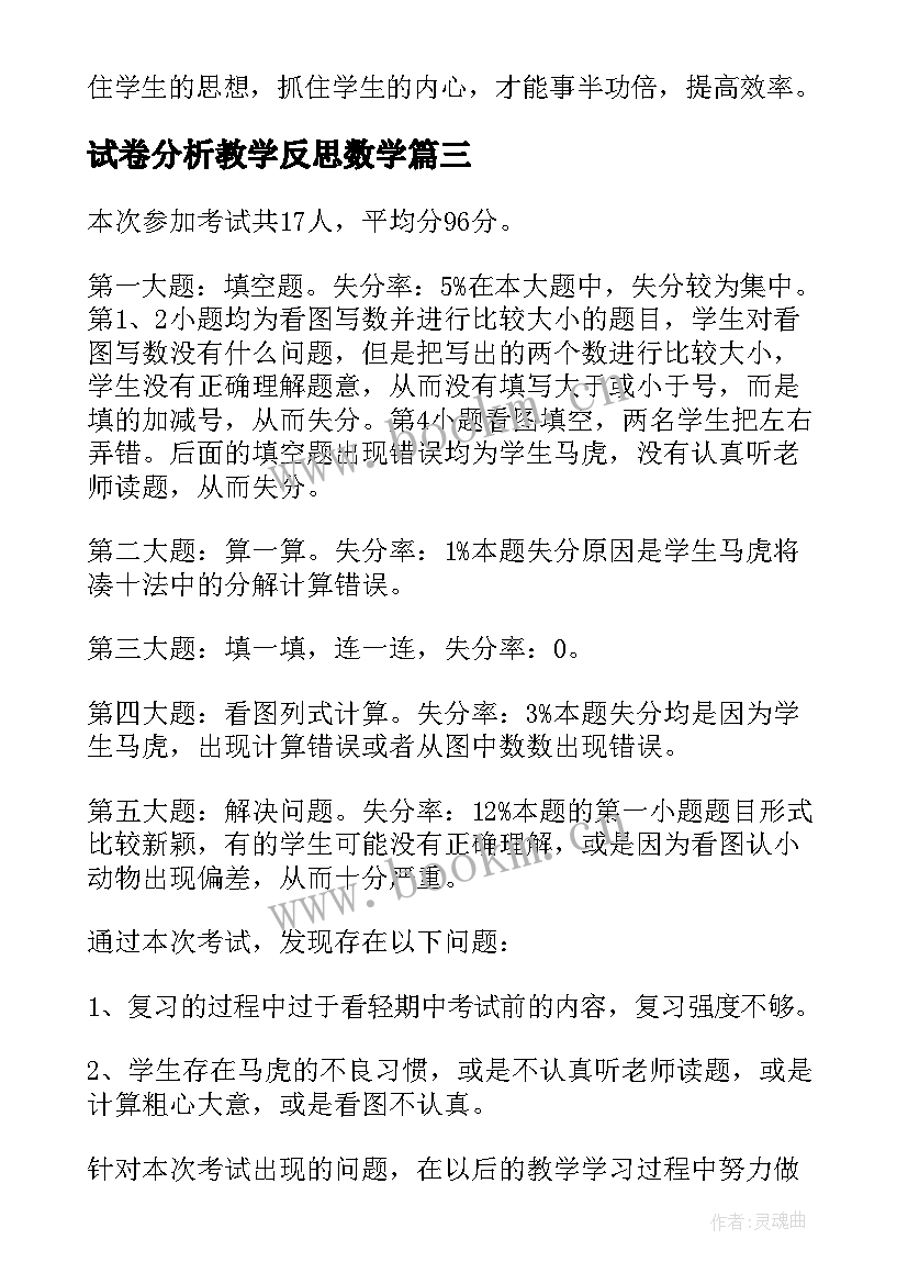 试卷分析教学反思数学 教学反思物理试卷分析(优秀6篇)