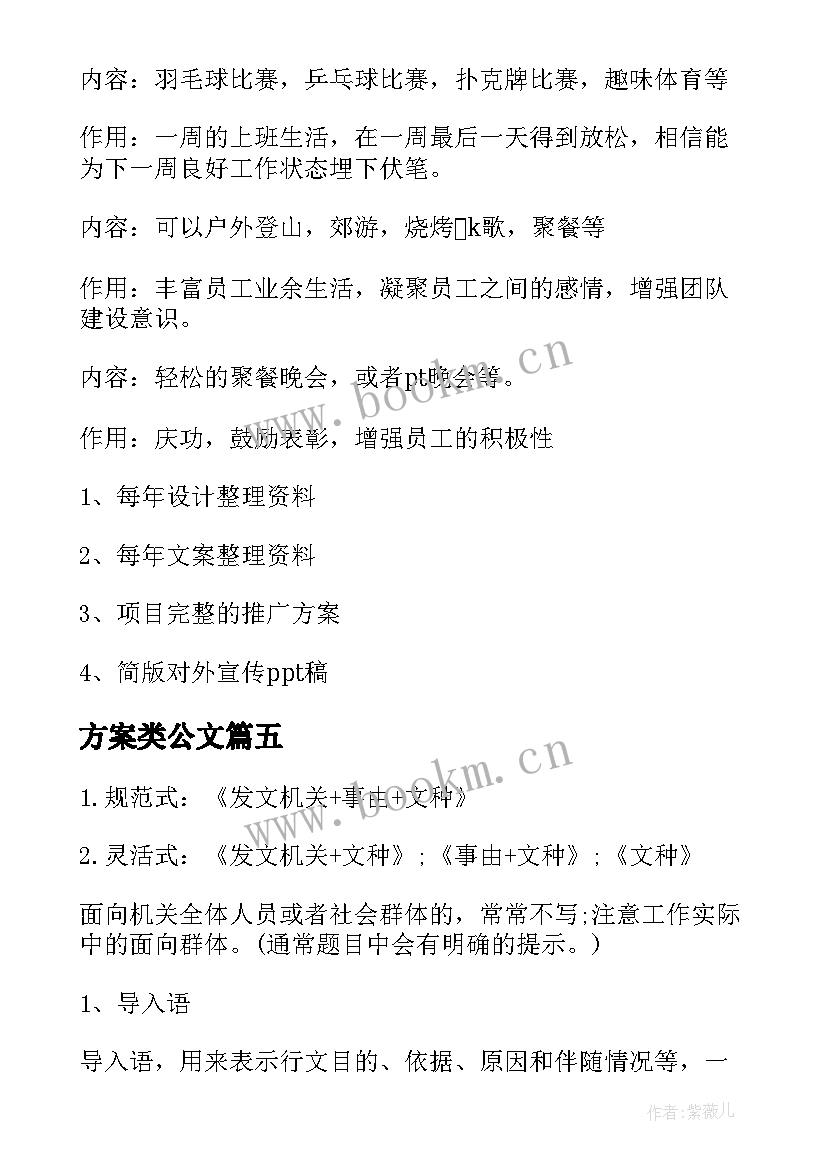 方案类公文(大全5篇)