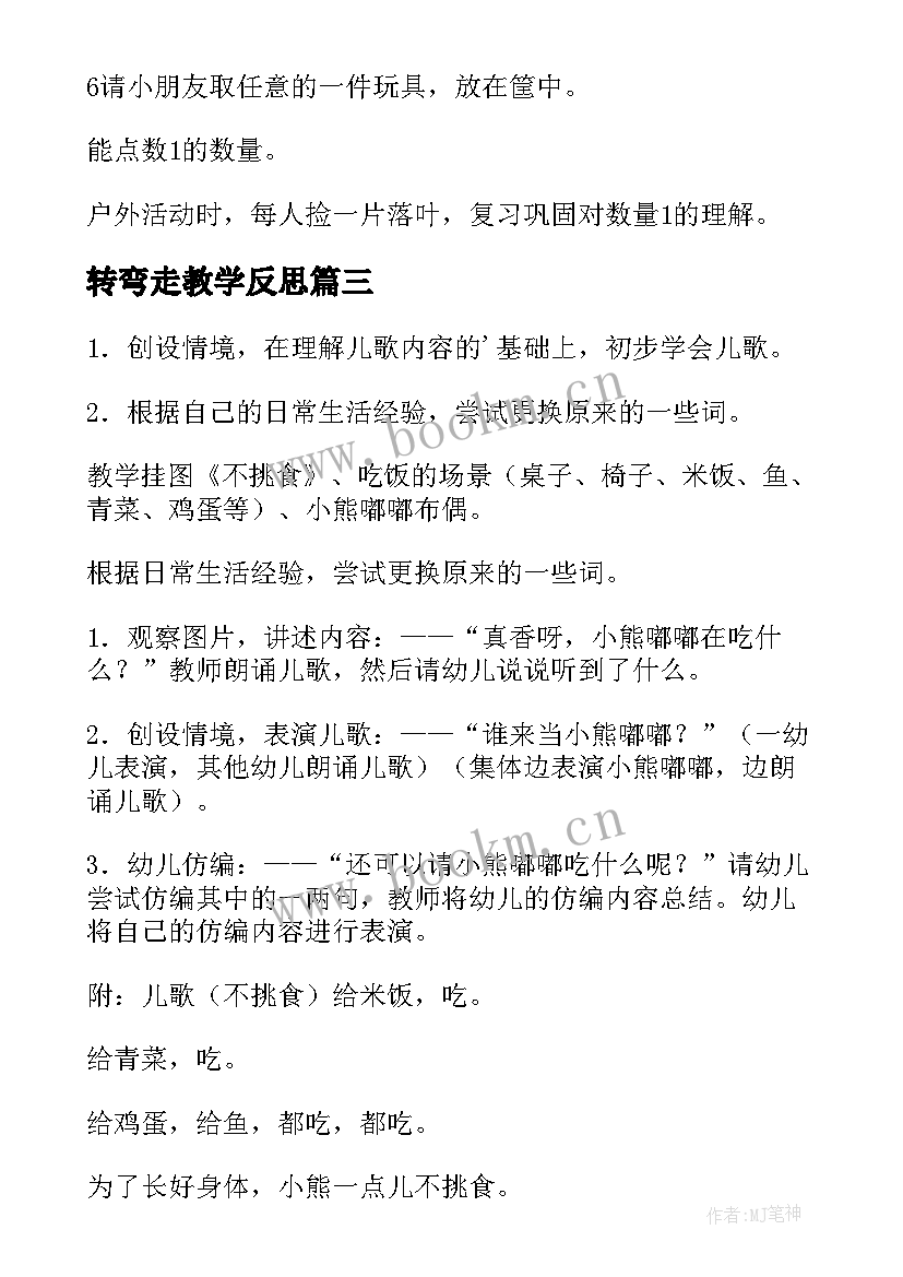 2023年转弯走教学反思(汇总8篇)