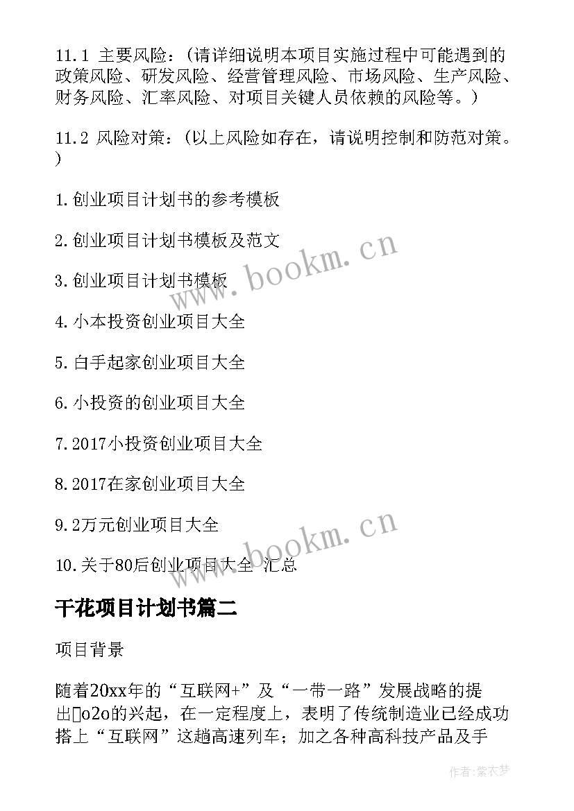 2023年干花项目计划书(优秀5篇)