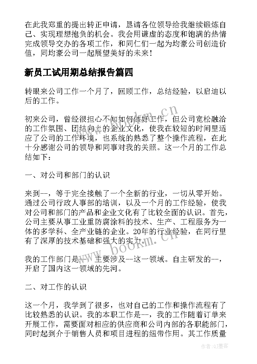 新员工试用期总结报告(优质9篇)