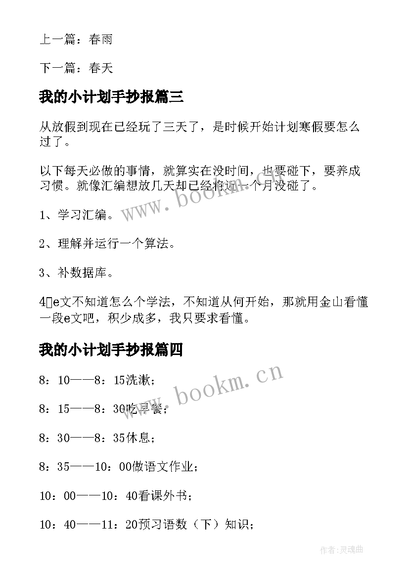 2023年我的小计划手抄报(模板5篇)