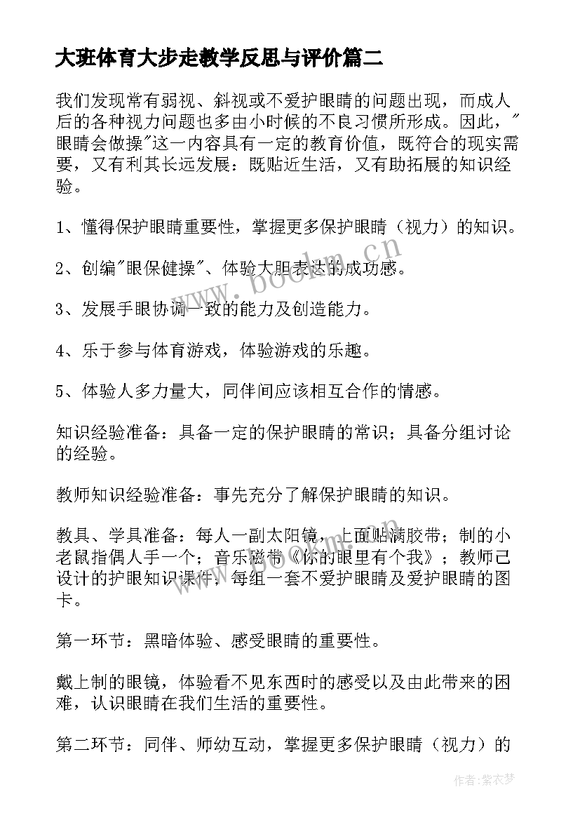 最新大班体育大步走教学反思与评价 大班体育教案及教学反思(大全5篇)