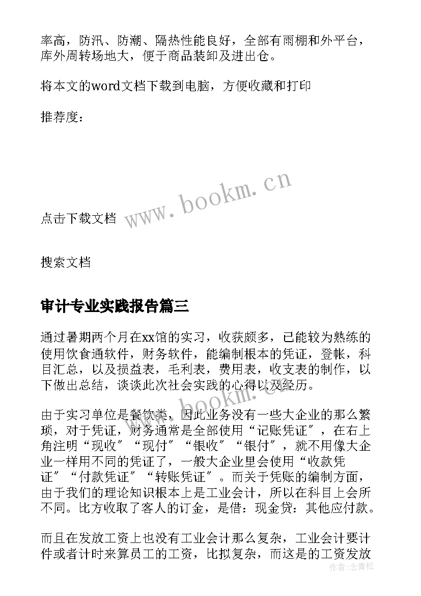 最新审计专业实践报告(实用7篇)