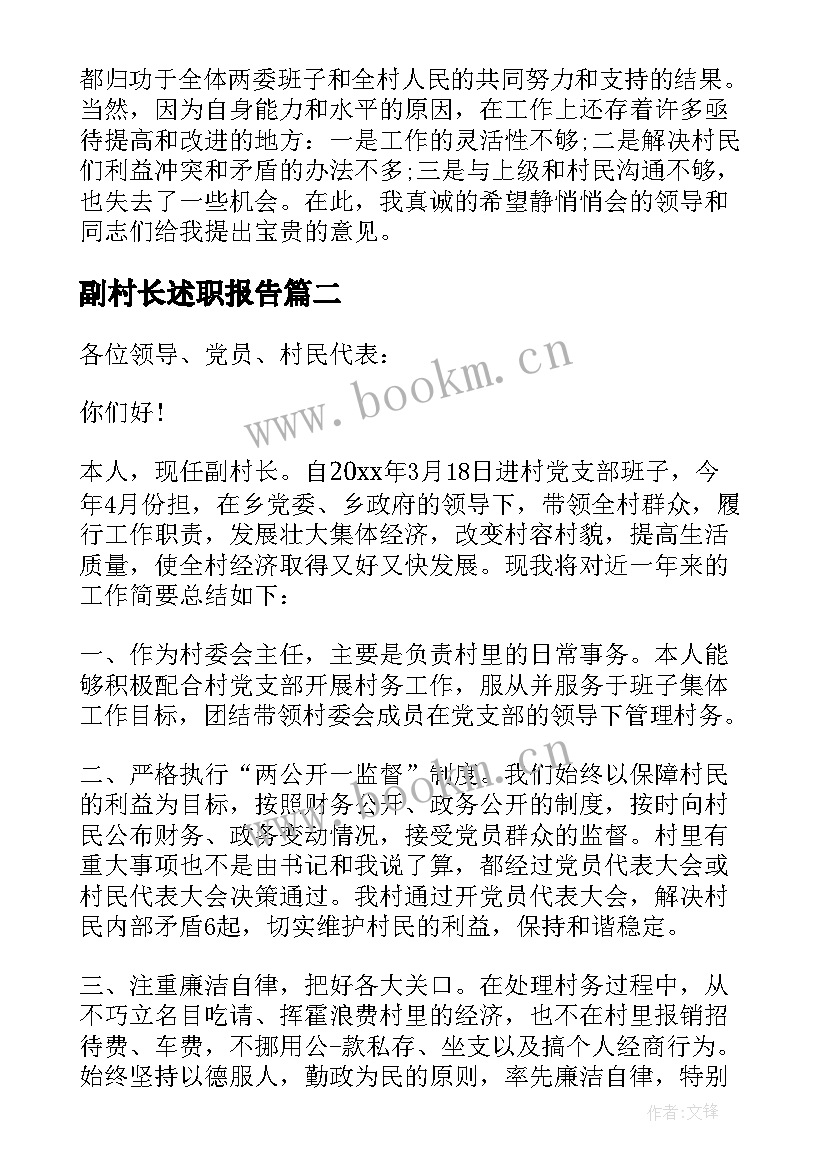 副村长述职报告(优质5篇)